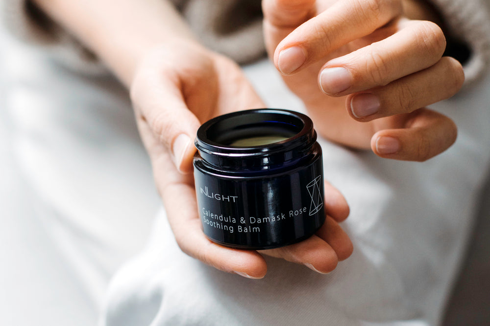 Calendula & Damaskus Rose Soothing Balm, Inlight Beauty, naturligt, ekologiskt multifunktionellt balm, lindrar öm och irriterad hud