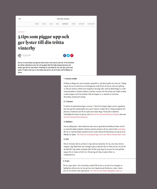 Metro Mode tipsar om Moonsuns Vitamin C Serum för att ge lyster till vinterhy