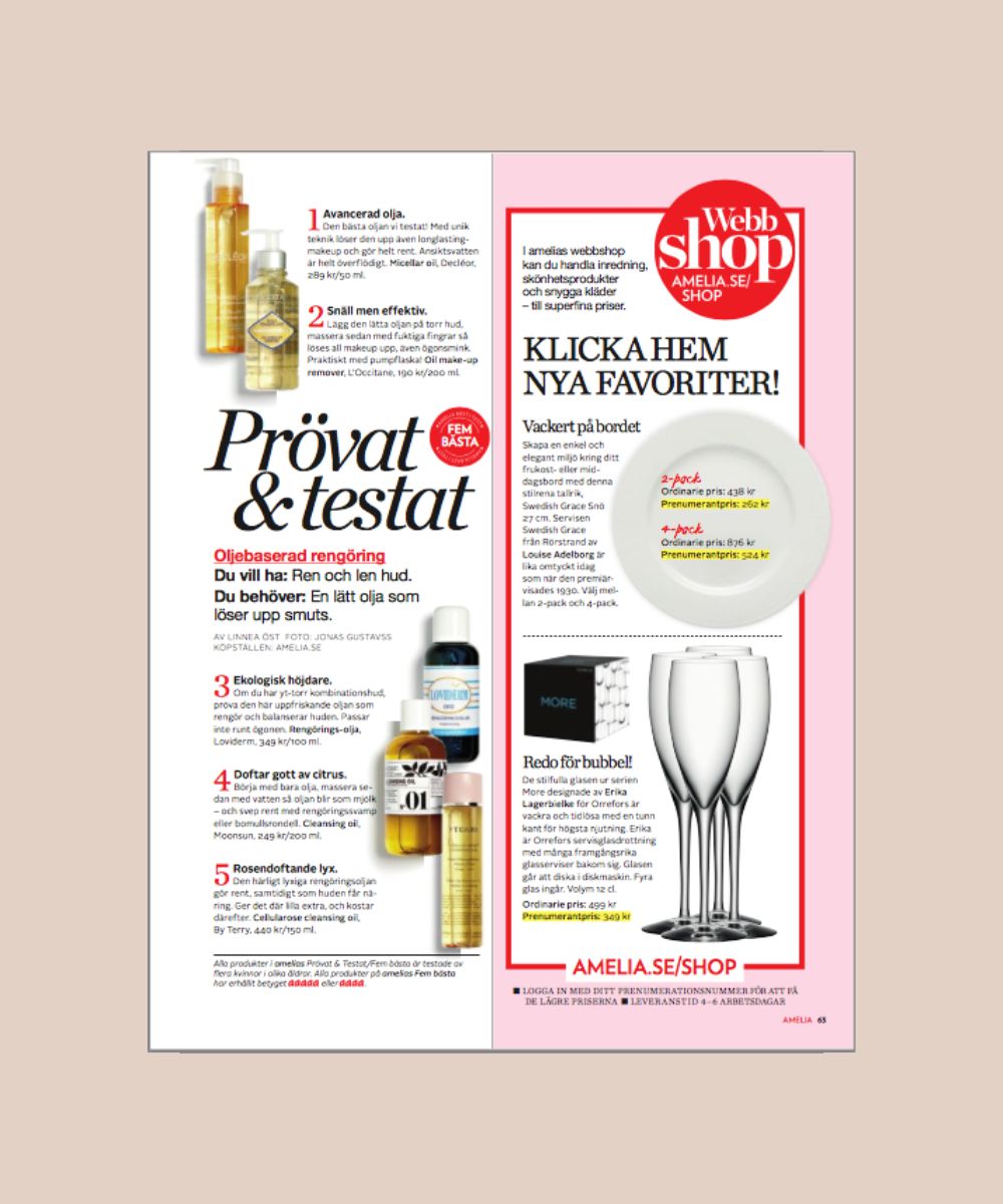 Tidning Amelia tipsar om Cleansing Oil