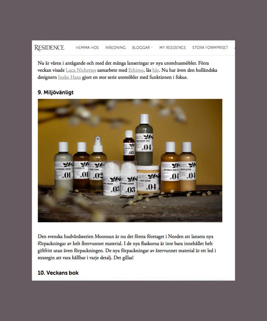 Moonsuns Cleansing Cream i Recidence Magazine