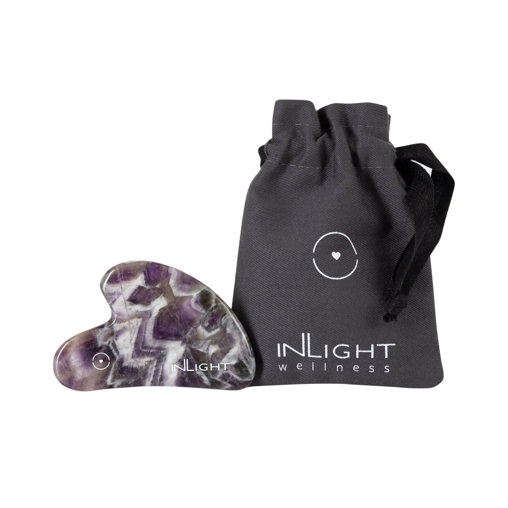 Inlight Beauty, Amethyst Gua Sha, hållbart framställd, massageverktyg, ökar blodcirkulationen och lymfdränage. Främjar hudens hälsa och ökar elasticitet.