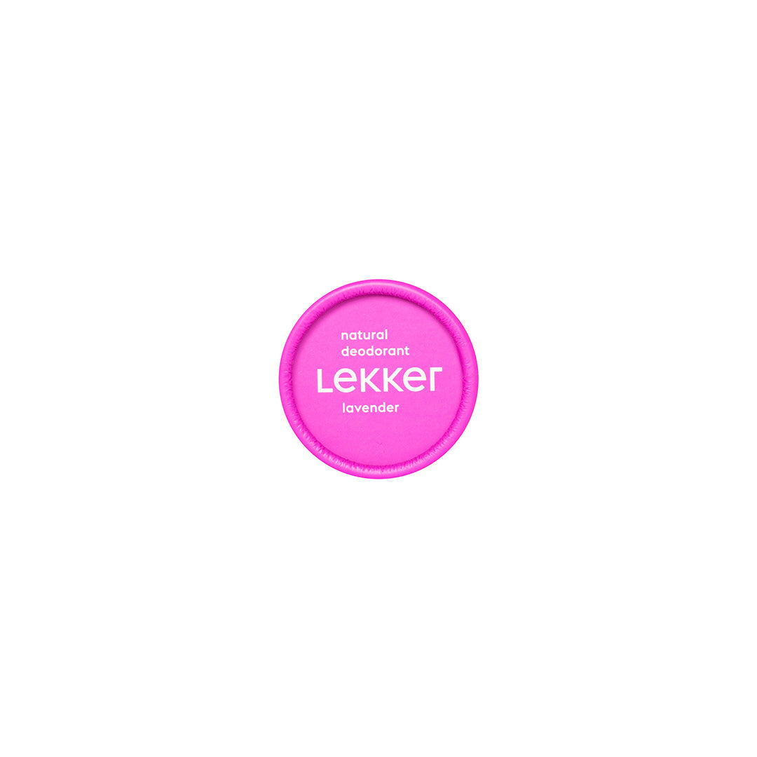 Lock till LEKKER Feel Floral naturlig deodorantkräm med logotyp i rosa färg