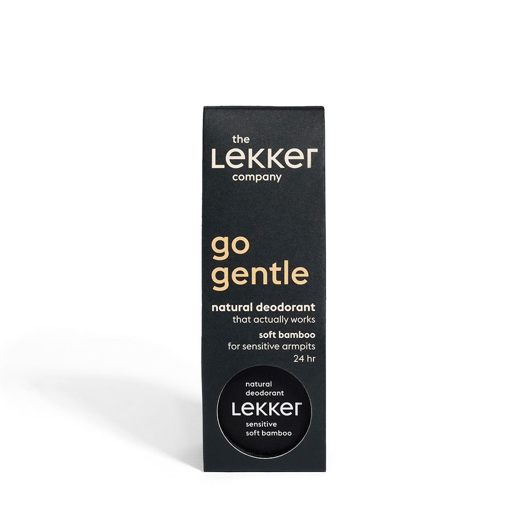 Burk och förpackning av Go Gentle deodorantkräm från LEKKER