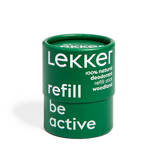 LEKKER Be Active deodorant refill. Påfyllning till deodorantstick i grön förpackning